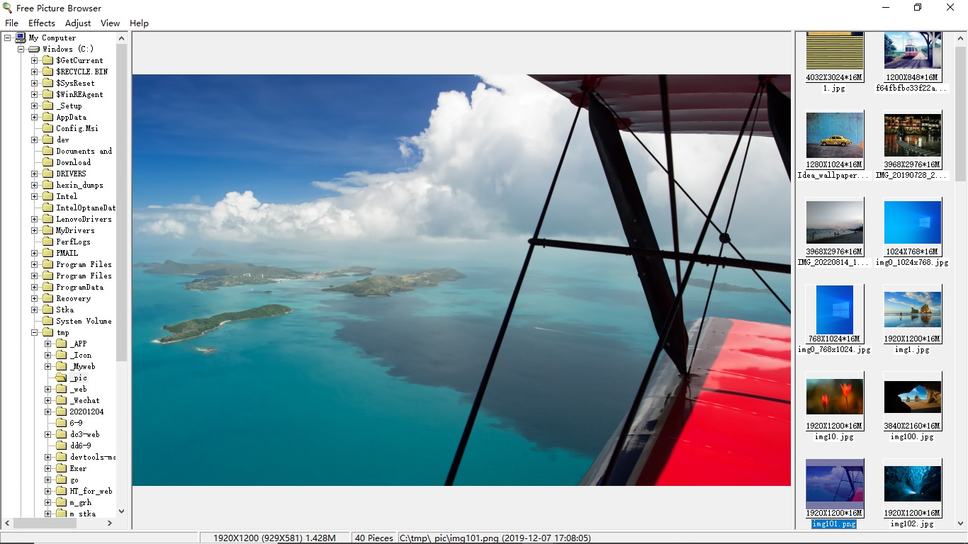 Eusing Free Picture Browser interface